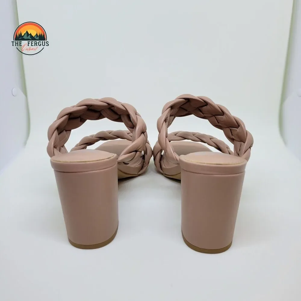 NWT Madden NYC Chic Braided Block Heel Blush Pink Sandals Bohemian Womens Size 8 - Picture 13 of 13